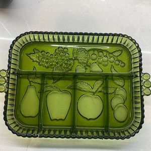 Vintage Green Fruit Tray Platter